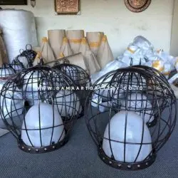 Lampu Tabung Anyaman dan Ukir Tembaga Kuningan